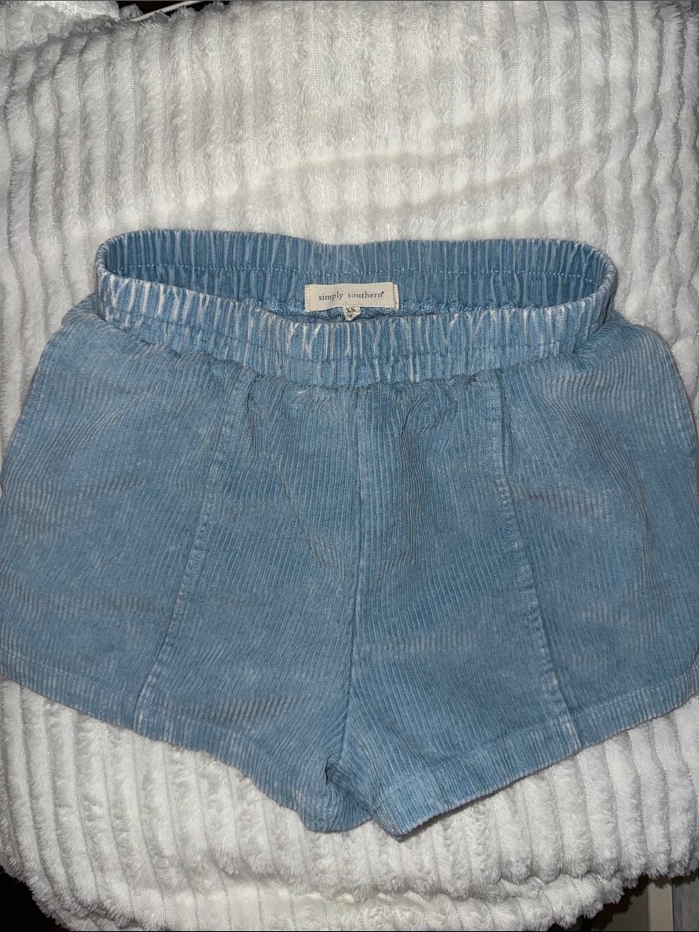 Simply Southern Light Blue Corduroy High Waist Women’s Shorts